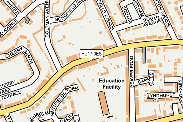 HU17 0ES map - OS OpenMap – Local (Ordnance Survey)