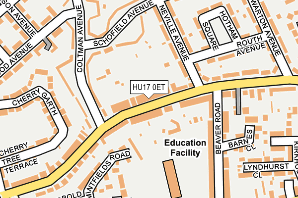 HU17 0ET map - OS OpenMap – Local (Ordnance Survey)