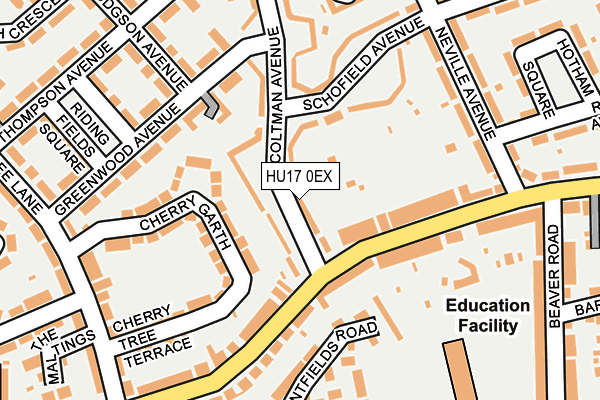 HU17 0EX map - OS OpenMap – Local (Ordnance Survey)