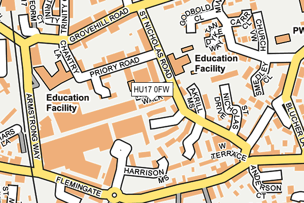 HU17 0FW map - OS OpenMap – Local (Ordnance Survey)