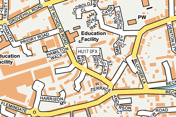 HU17 0FX map - OS OpenMap – Local (Ordnance Survey)