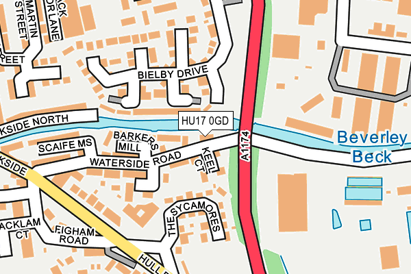 HU17 0GD map - OS OpenMap – Local (Ordnance Survey)