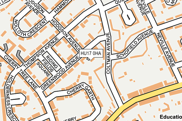 HU17 0HA map - OS OpenMap – Local (Ordnance Survey)