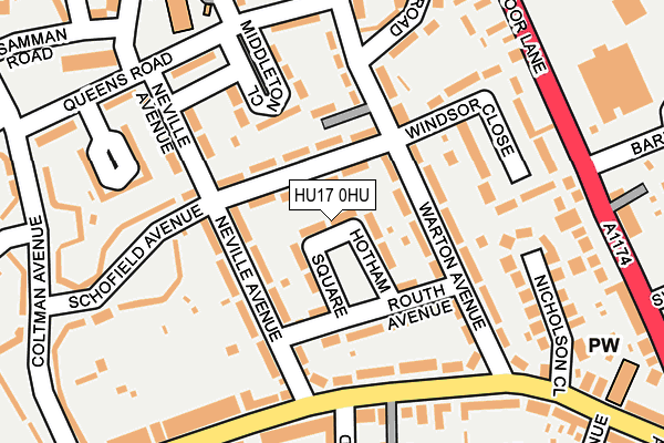 HU17 0HU map - OS OpenMap – Local (Ordnance Survey)