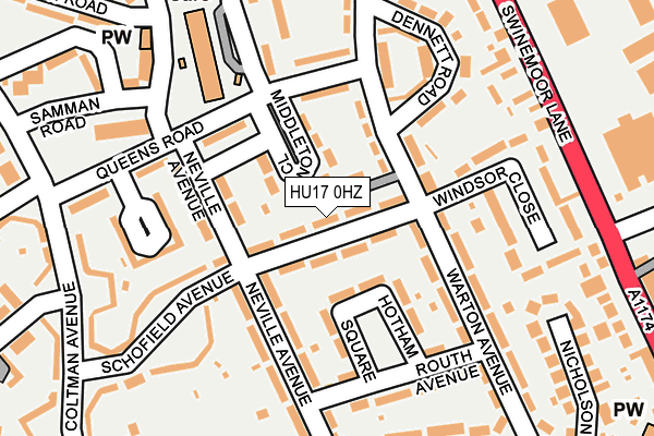 HU17 0HZ map - OS OpenMap – Local (Ordnance Survey)