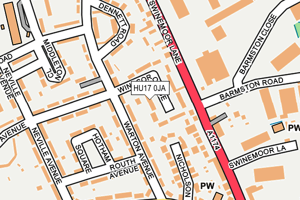 HU17 0JA map - OS OpenMap – Local (Ordnance Survey)