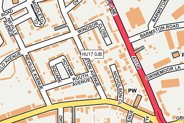 HU17 0JB map - OS OpenMap – Local (Ordnance Survey)