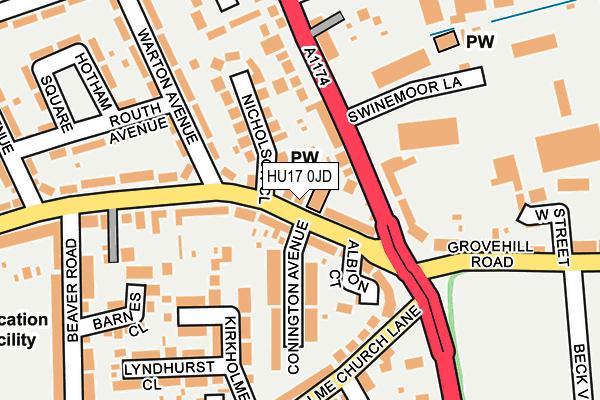 HU17 0JD map - OS OpenMap – Local (Ordnance Survey)