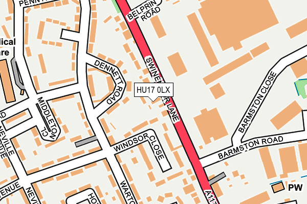 HU17 0LX map - OS OpenMap – Local (Ordnance Survey)