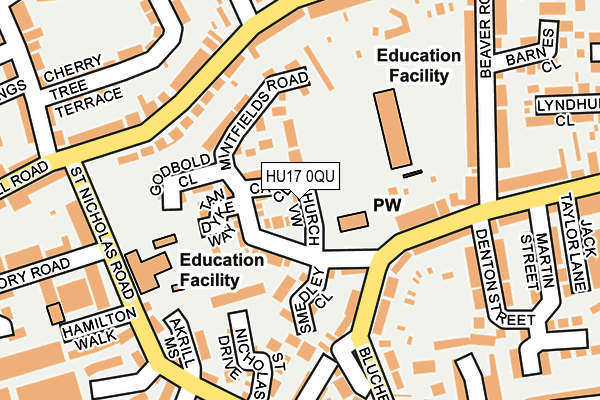 HU17 0QU map - OS OpenMap – Local (Ordnance Survey)