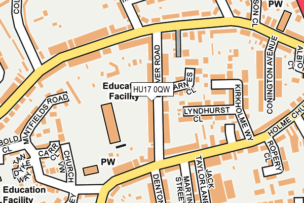HU17 0QW map - OS OpenMap – Local (Ordnance Survey)