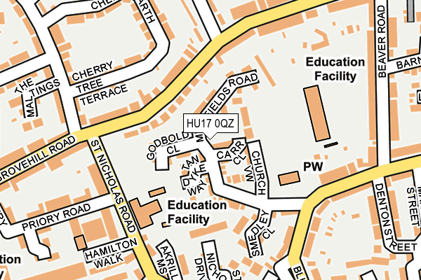 HU17 0QZ map - OS OpenMap – Local (Ordnance Survey)