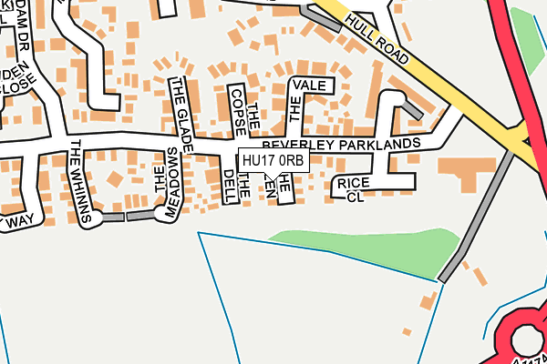 HU17 0RB map - OS OpenMap – Local (Ordnance Survey)