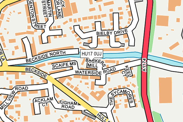 HU17 0UJ map - OS OpenMap – Local (Ordnance Survey)