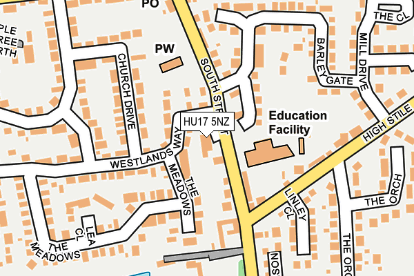 HU17 5NZ map - OS OpenMap – Local (Ordnance Survey)