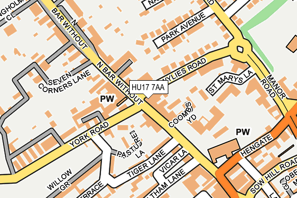 HU17 7AA map - OS OpenMap – Local (Ordnance Survey)
