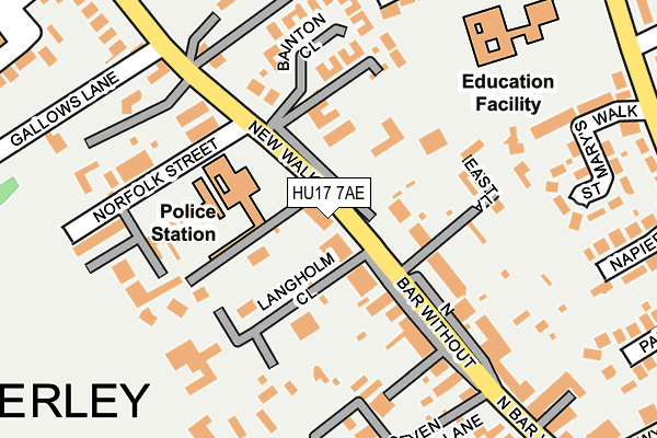 HU17 7AE map - OS OpenMap – Local (Ordnance Survey)