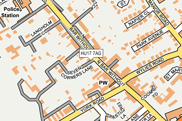 HU17 7AG map - OS OpenMap – Local (Ordnance Survey)