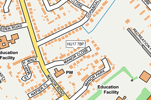 HU17 7BP map - OS OpenMap – Local (Ordnance Survey)