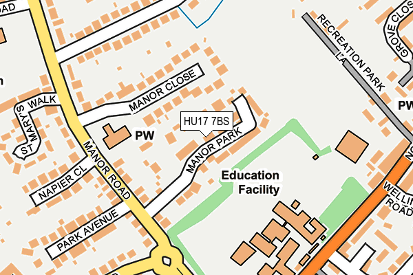 HU17 7BS map - OS OpenMap – Local (Ordnance Survey)