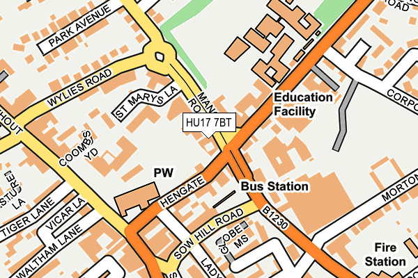 HU17 7BT map - OS OpenMap – Local (Ordnance Survey)