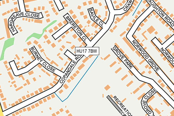 HU17 7BW map - OS OpenMap – Local (Ordnance Survey)