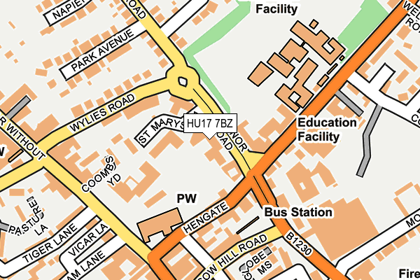 HU17 7BZ map - OS OpenMap – Local (Ordnance Survey)