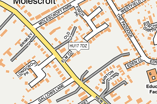 HU17 7DZ map - OS OpenMap – Local (Ordnance Survey)