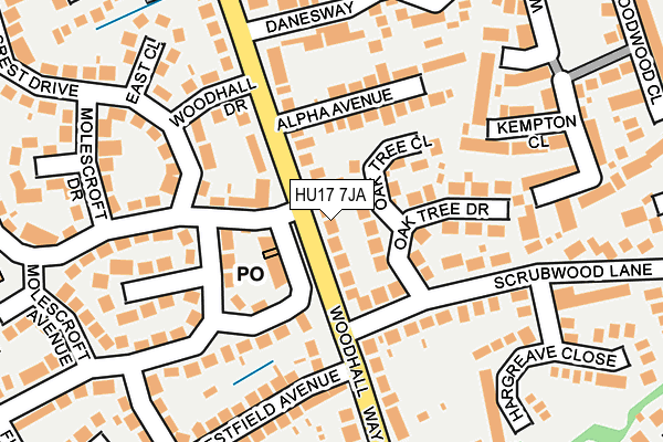 HU17 7JA map - OS OpenMap – Local (Ordnance Survey)