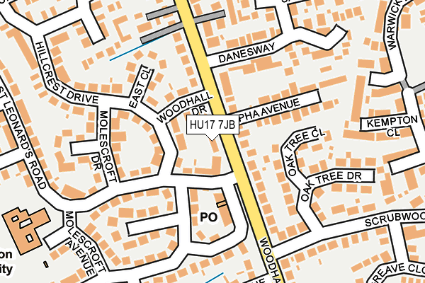 HU17 7JB map - OS OpenMap – Local (Ordnance Survey)