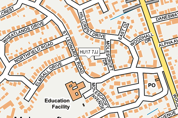 HU17 7JJ map - OS OpenMap – Local (Ordnance Survey)