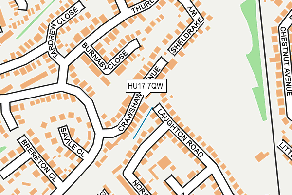 HU17 7QW map - OS OpenMap – Local (Ordnance Survey)