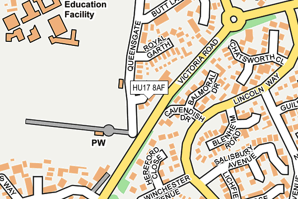 HU17 8AF map - OS OpenMap – Local (Ordnance Survey)