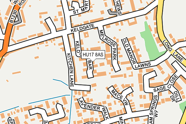HU17 8AS map - OS OpenMap – Local (Ordnance Survey)