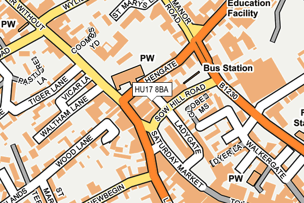 HU17 8BA map - OS OpenMap – Local (Ordnance Survey)