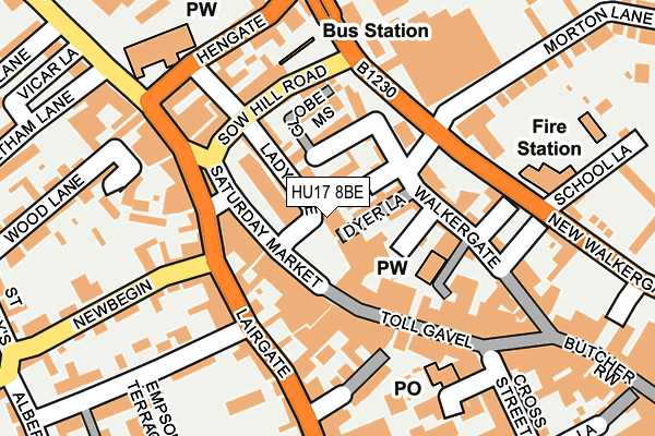 HU17 8BE map - OS OpenMap – Local (Ordnance Survey)