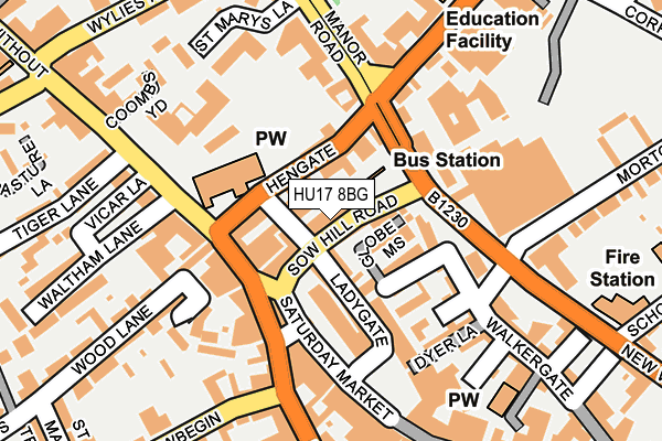 HU17 8BG map - OS OpenMap – Local (Ordnance Survey)