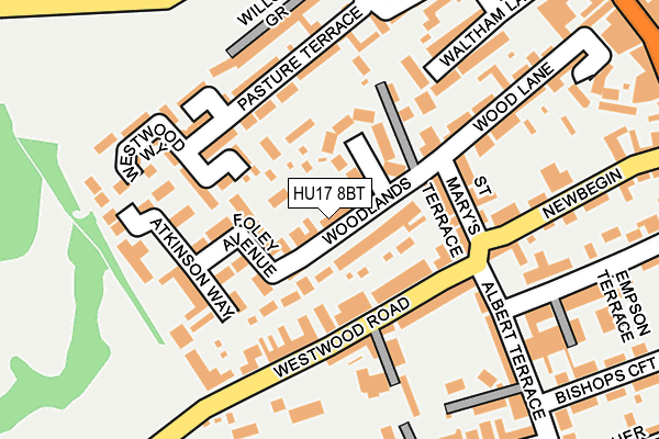 HU17 8BT map - OS OpenMap – Local (Ordnance Survey)