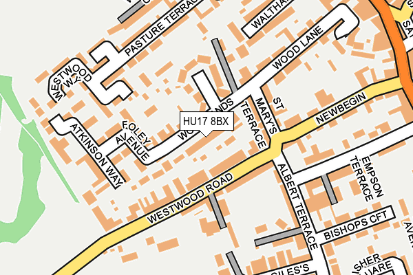 HU17 8BX map - OS OpenMap – Local (Ordnance Survey)