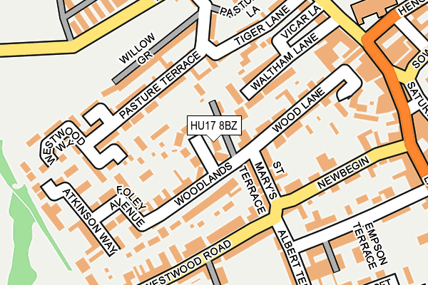 HU17 8BZ map - OS OpenMap – Local (Ordnance Survey)