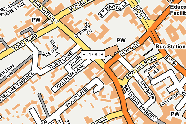 HU17 8DB map - OS OpenMap – Local (Ordnance Survey)