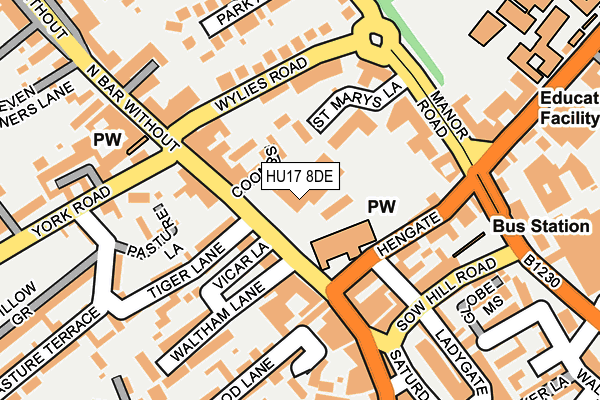 HU17 8DE map - OS OpenMap – Local (Ordnance Survey)