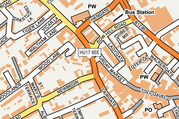 HU17 8EE map - OS OpenMap – Local (Ordnance Survey)