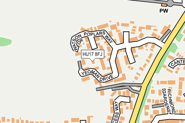 HU17 8FJ map - OS OpenMap – Local (Ordnance Survey)