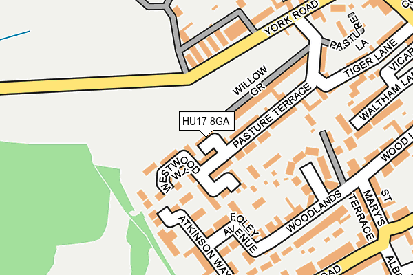 HU17 8GA map - OS OpenMap – Local (Ordnance Survey)