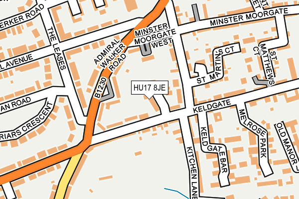 HU17 8JE map - OS OpenMap – Local (Ordnance Survey)