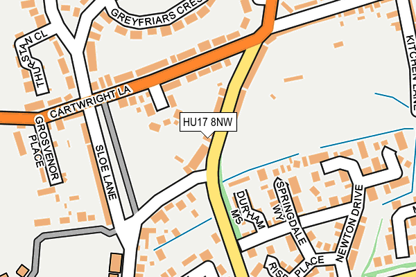 HU17 8NW map - OS OpenMap – Local (Ordnance Survey)