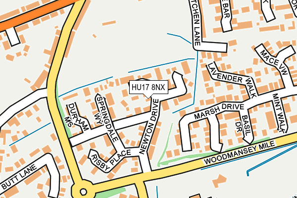 HU17 8NX map - OS OpenMap – Local (Ordnance Survey)