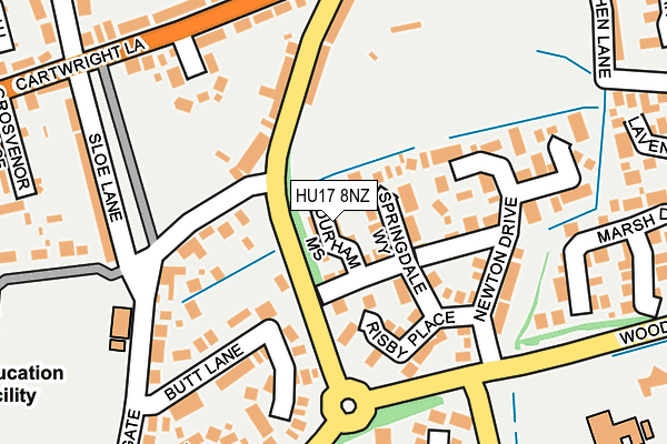 HU17 8NZ map - OS OpenMap – Local (Ordnance Survey)
