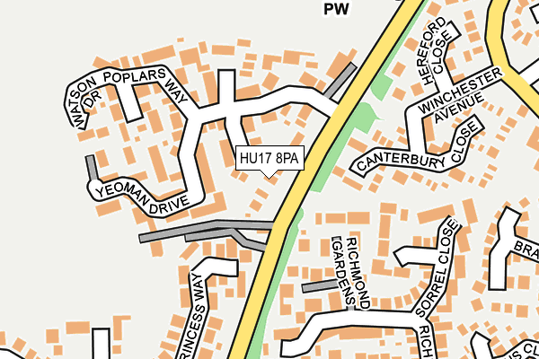 HU17 8PA map - OS OpenMap – Local (Ordnance Survey)